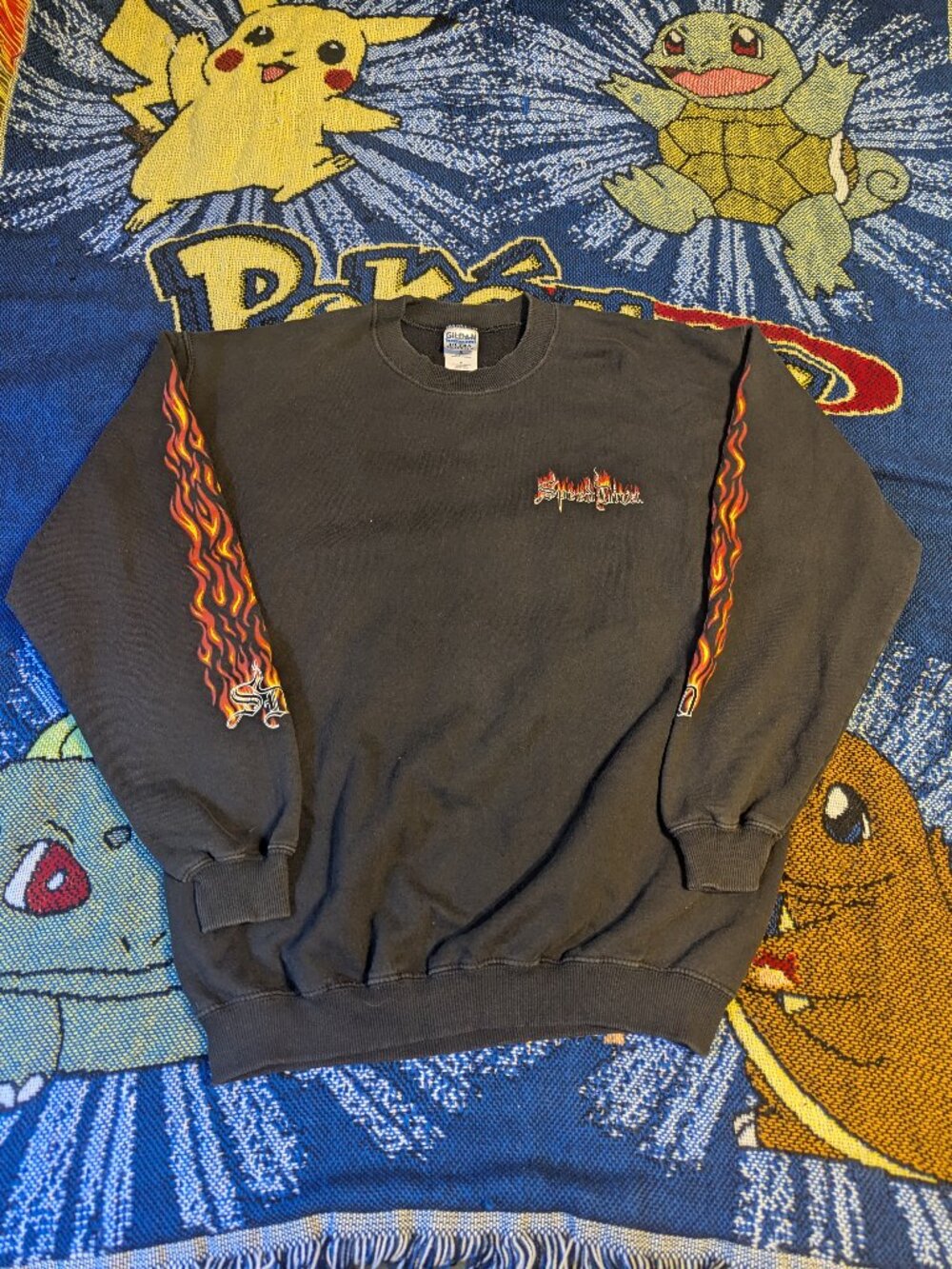 Vintage Y2L Speed Diva Flames Biker Black Sweatshirt sz Medium